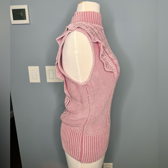 Knit Mock Turtle Neck with Ruffle Sleeve in Dusty Rose 🌹 - Picture 2 of 4